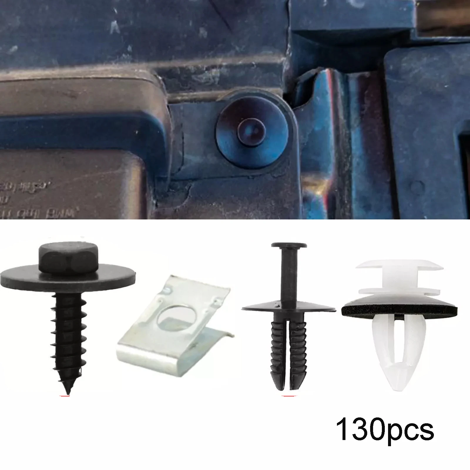 

130pc Undertray Clips For BMW 1/3/5/6/7 Under Engine Shield Guard Bolt Screw KIT Black Clips Kit Car Interior Accessory Car Part