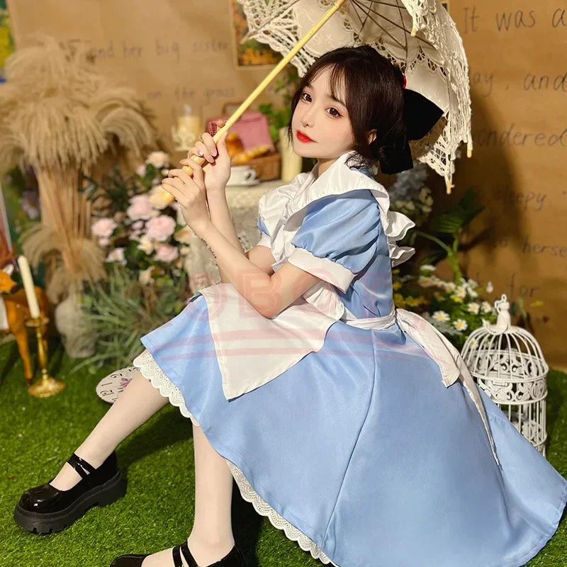 

Women Alice In Wonderland Lolita Dress Maid Apron Fantasia Carnival Skirt Cosplay Costumes Halloween Masquerade Party Clothing