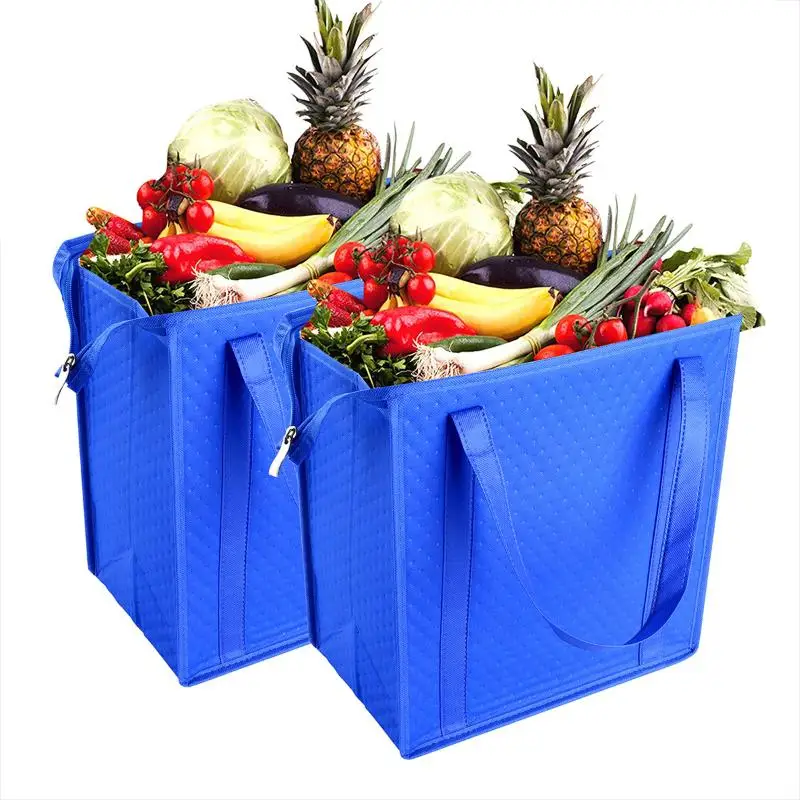 Reusable Cooler Bags Insulated Shopping Bags For Groceries With Sturdy Zipper And Handles Large Foldable Washable Cooler