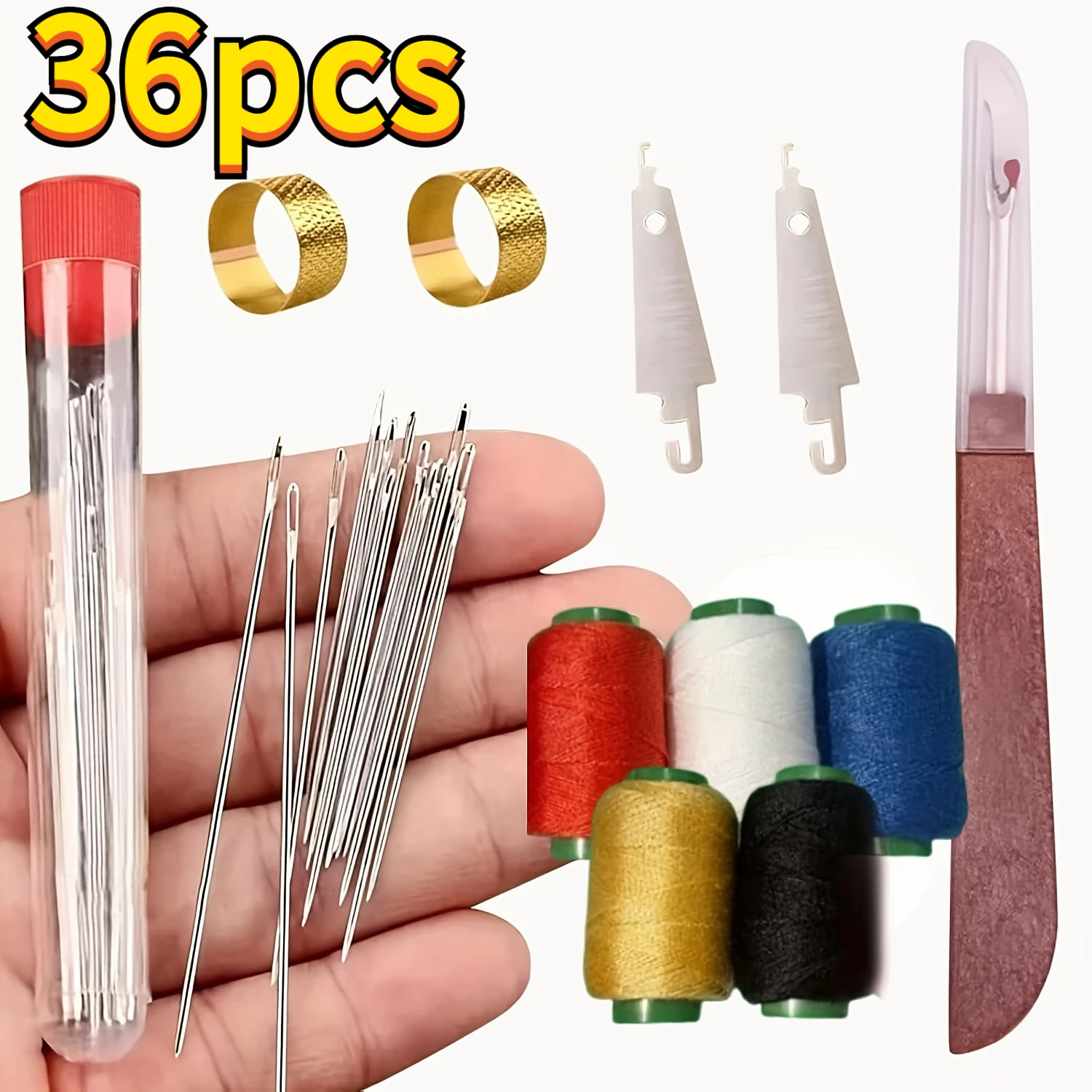 36 Pcs Sewing Tool Set - Hand Thread Needles/Hand Stitching Needles/Steel Needles Set |  for Seniors, Sewing Enthusiasts
