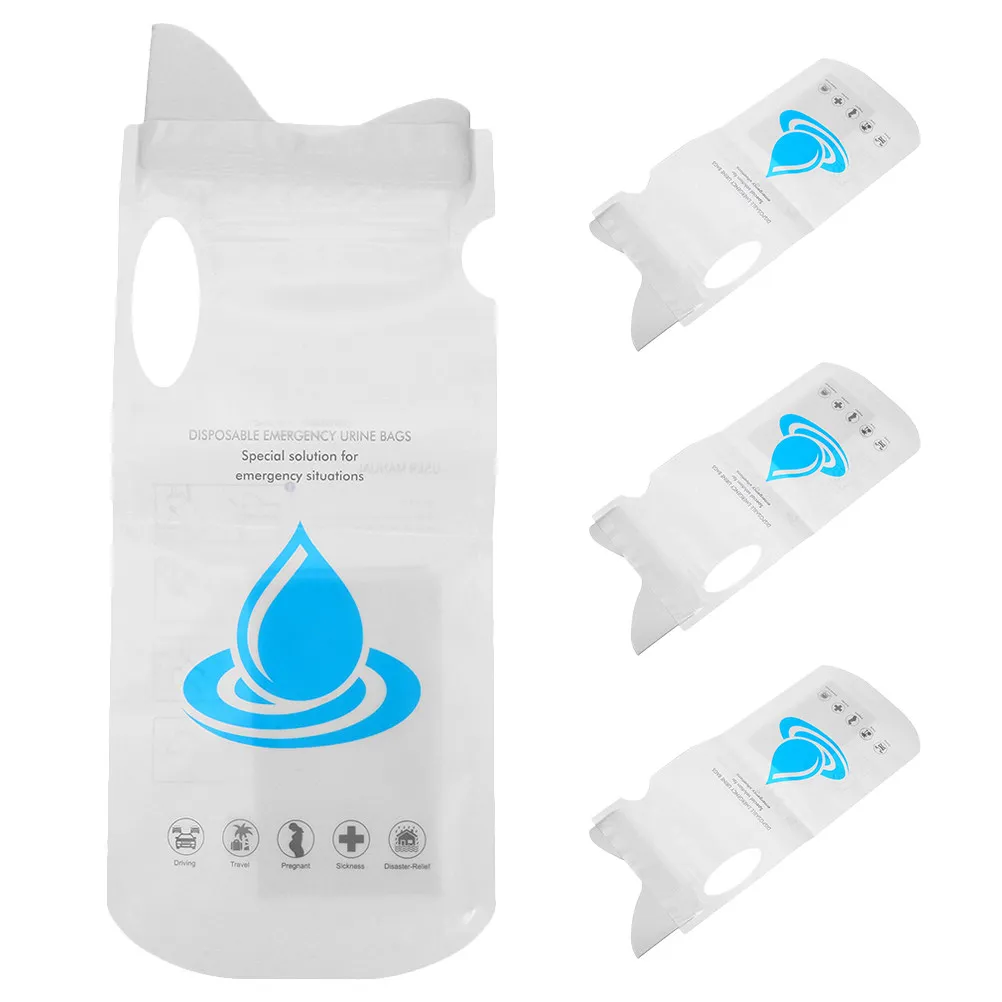 4Pcs Emergency Urinal Pouch Disposable Portable Urine Pouch for Women and Men Outdoor Camping Car Travel Road Trip Essentials