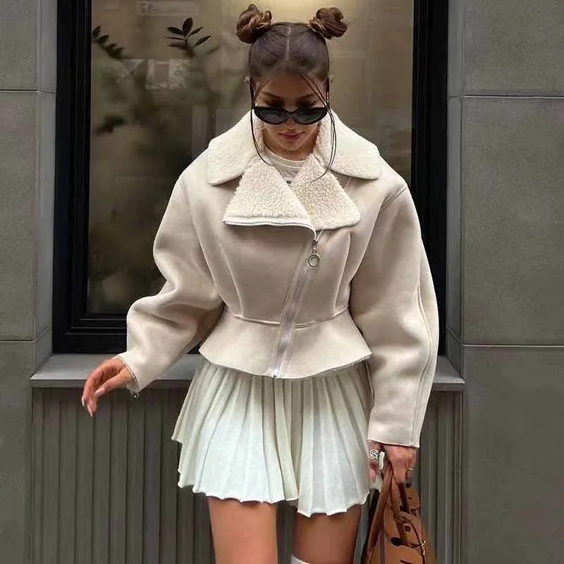 الخريف والشتاء الأوروبية والأمريكية طية صدر السترة الجديدة أزياء المرأة الكورية الشباب قصيرة الأكمام طويلة بلون سترة عطر صغيرة #1