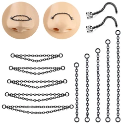 AOEDEJ 1PC Black Plate Nose Chains Decorate Stainless Steel Nostril Chain Helix Tragus Piercings Tassel Body Piercing Jewelry