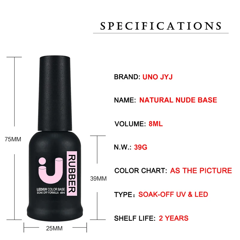 UNO JYJ esmalte de Gel Base de goma desnuda, barniz semipermanente UV, manicura, capa Base de uñas Natural, 7 colores, Base Gellac