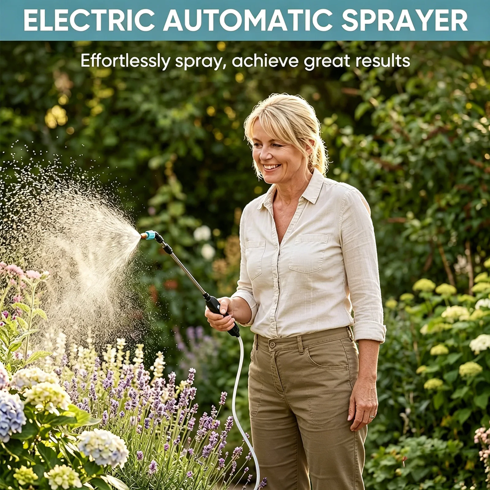 1500 mAh elektrisches Gartensprüher, tragbares USB‑C Gartengerät mit 3 Sprühdüsen, 3M Schlauch für Pflanzenbewässerung Autowäsche – Detail 2