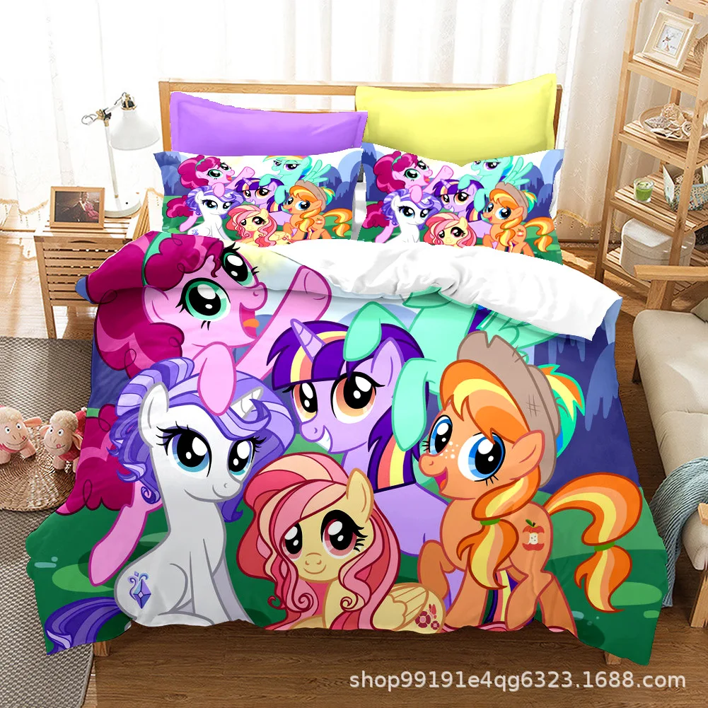 My Little Pony Bedding Sets Comforter Quilt Bed Cover Duvet Cover Pillow Case 2-3 Pieces Sets Kids Adult Bedroom Decor