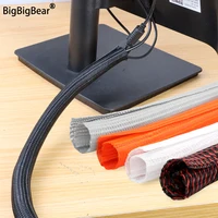 Nueva funda de Cable trenzado PET de 1 ~ 10m, funda aislante autofechada de 3 ~ 50mm, funda organizadora de cables resistente al desgaste de alta protección