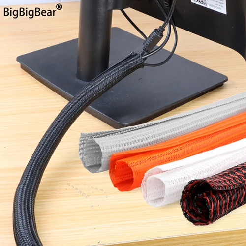 Nueva funda de Cable trenzado PET de 1 ~ 10m, funda aislante autofechada de 3 ~ 50mm, funda organizadora de cables resistente al desgaste de alta protección