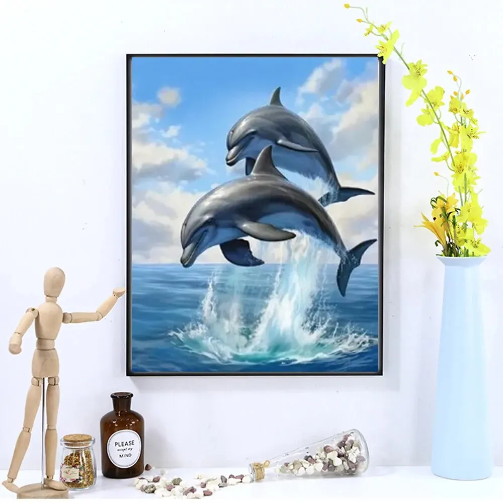 Diamond Painting Animal Dolphin 5D Diamond Mosaic Art Kits Home Decor Suitable For Beginners 30x40cm