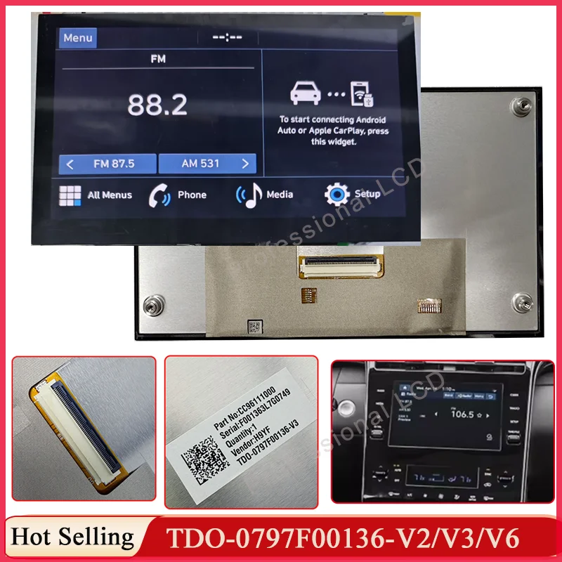 LCD 디스플레이 터치 스크린 TDO-0797F00136-V3 TDO-0797F00136-V6 TDO-0797F00136-V2 LMB5F00136-V3BL-A LMB5F00136 자동차 내비게이션용
