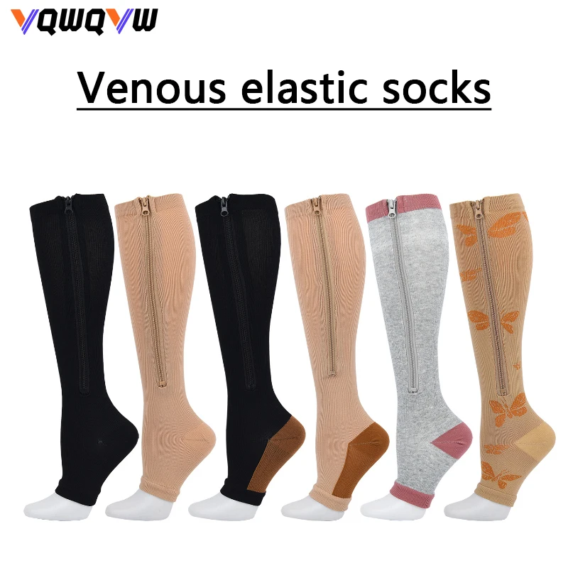 1 paio di scaldamuscoli per uomo e donna, calzini sportivi a tubo lungo, calzini elastici venosi, calzini per gambe con dita a vista
