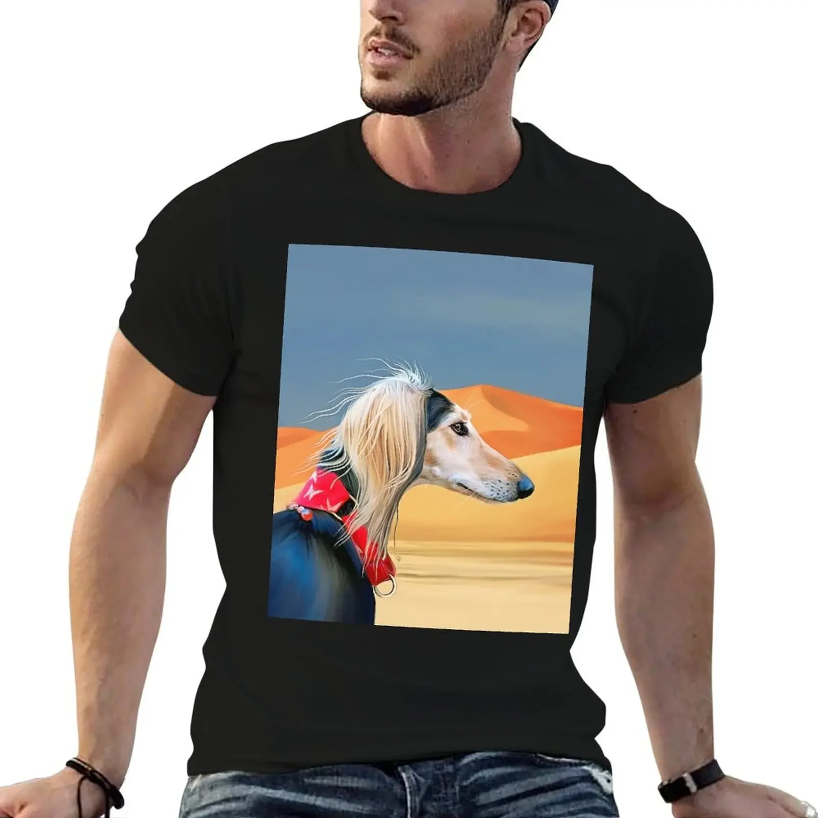 Saluki Huntress T-Shirt anime clothes tops Short sleeve tee men