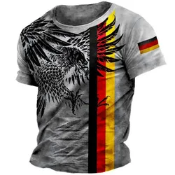 Vintage Animal Eagle Print Men's T-shirts Summer Street Round Neck Polyester Loosse Short Sleeve Tees Casual Tops Men Clothing