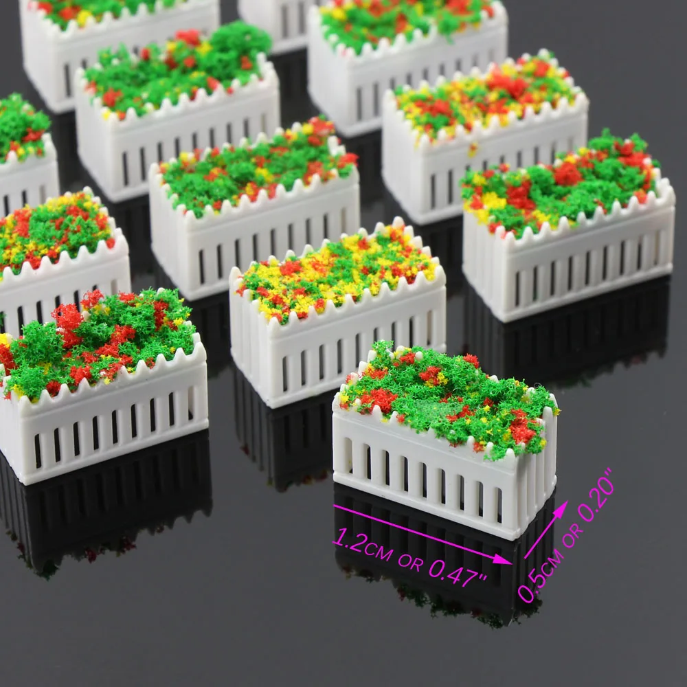 GY39 12pcs N TT OO O Scale Model Rectangle Flowerbed Park Garden Border