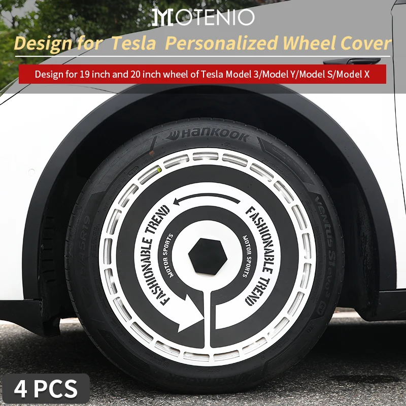 19' 20' Hub Caps Personalized Stickers Design For Tesla Model 3 & Model Y Vehicle Full Coverage Wheel Cover Cap Car Accessorie