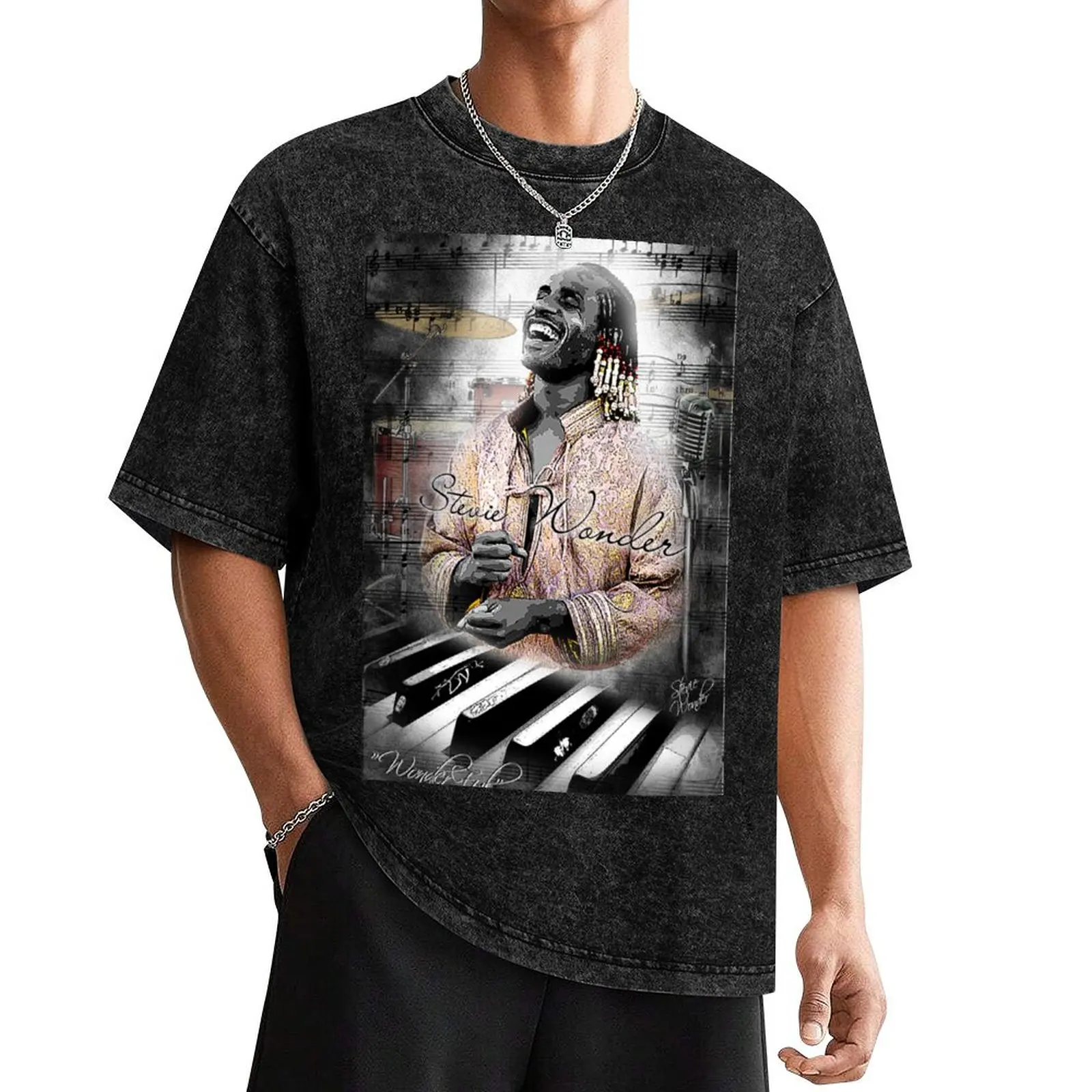 

Stevie Wonder T-Shirt oversized graphic tee Blouse aesthetic clothes custom shirt clothes for men