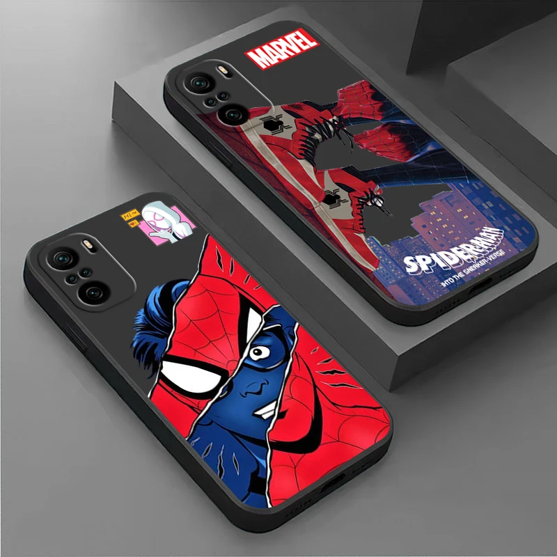 Marvel Spiderman Logo Art Phone Case For Xiaomi Redmi Note 12 11E 11S 11 11T 10 10S 9 9T 9S 8T Pro Plus 5G Black Cover