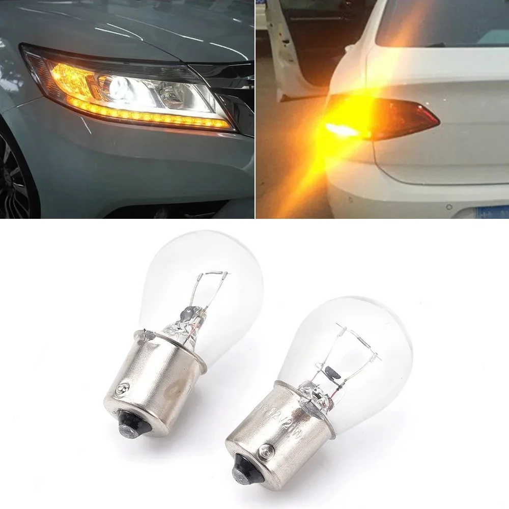 5/10PCS Signal Lamp Car Turn Signal Lights S25 1156 1141 BA15S Car Halogen Bulb Turn Singal light Reverse Lamp Yellow Bulb DC12V