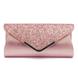 Women Clutch Glitter Sequins Evening Party Handbag Portable Black Gold Silver Pink Wedding Clutch Purse Envelope Clutch