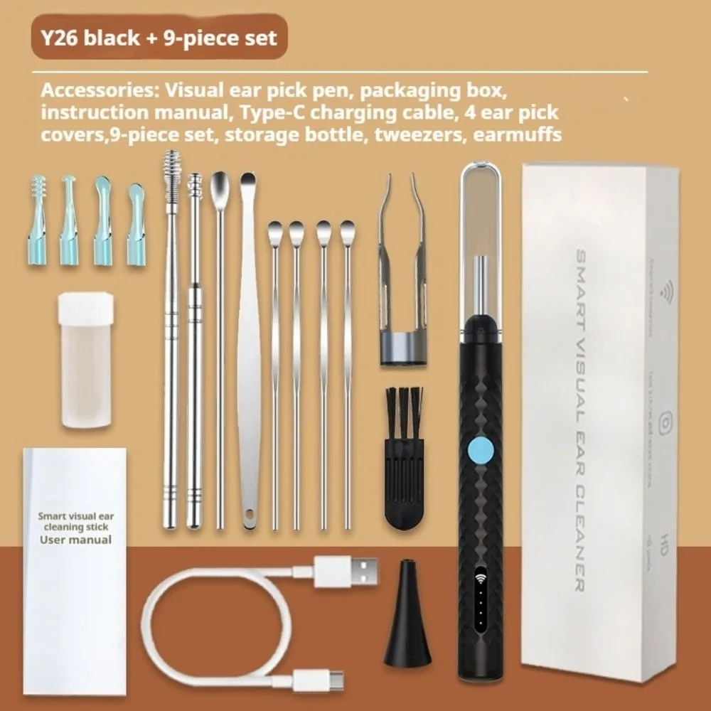 

Портативный визуальный очиститель ушей, зарядка через USB, подключение Wi-Fi, ушной палочка с камерой, светодиодные фонари, отоскоп, эндоскоп, инструмент для чистки ушей