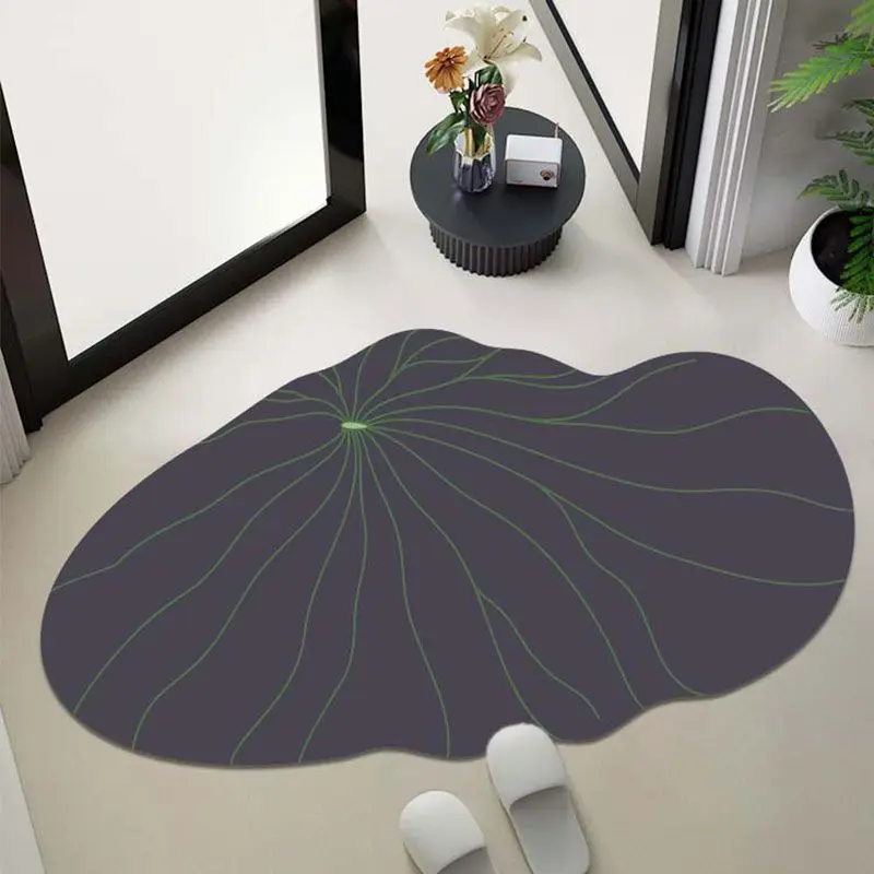 Irregular Lotus Leaf Bath Mat, Non‑Slip Water‑Absorbent Quick Dry Minimalist Entryway Floor Rug