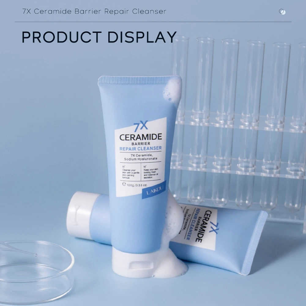 

LAIKOU Korean Ceramide Facial Cleanser, Skin Barrier Repair Moisturizing Face Wash for Sensitive Skin, Hydrating Gentle Cleanser