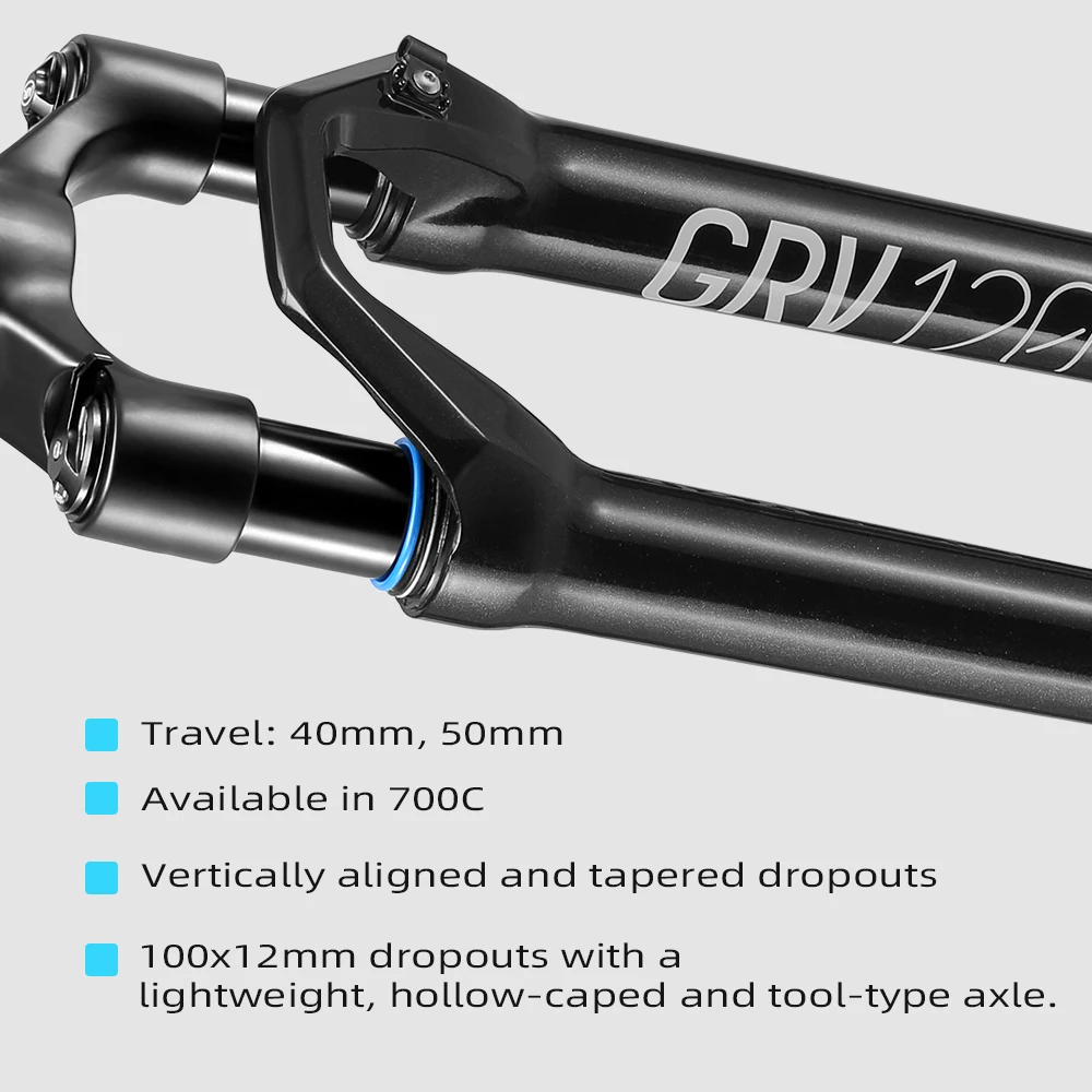 Lexon 700C Suspension Gravel Fork 40/50mm Travel E-Bike Ready Road Suspension Fork 12×100MM E-Gravel Bicycle Front Fork