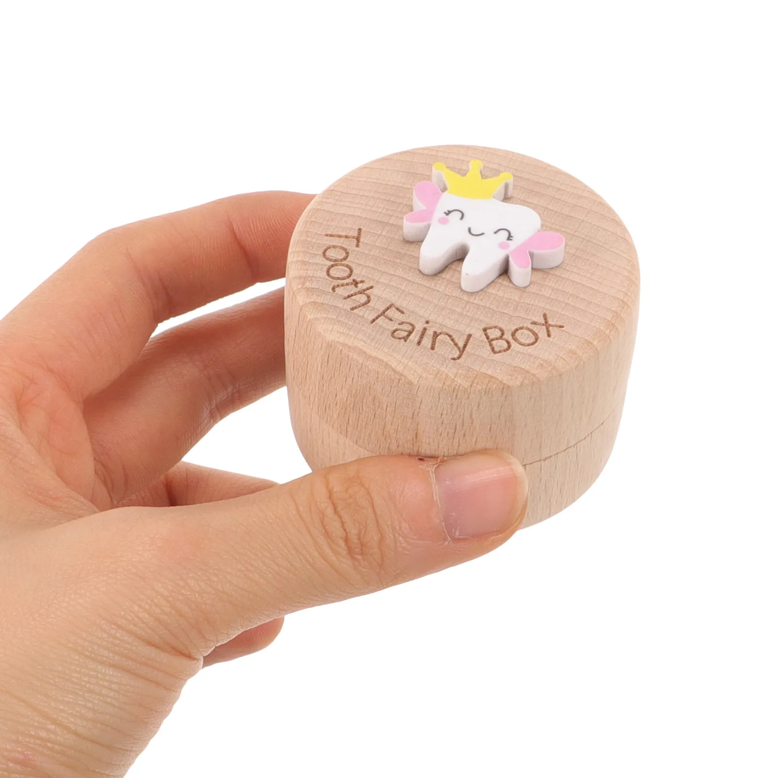 

Деревянная коробочка для хранения первых зубов малыша, прочная конструкция, легкая и портативная, для детских зубов