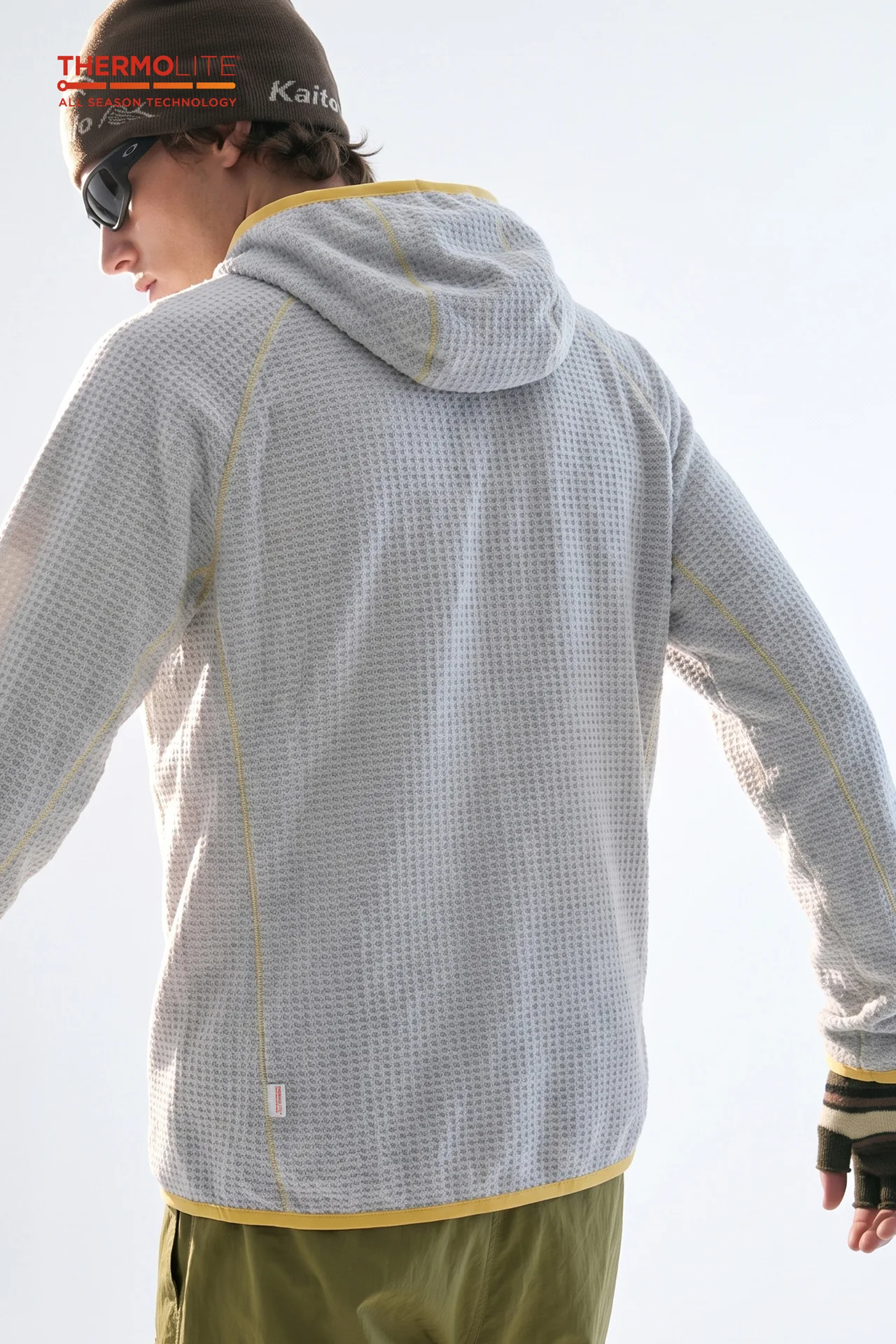 THERMOLITE ® Leichter Air-Fleece-Hoodie für Herren, Kontrastnähte, Thermo-Pullover, schnelltrocknend, Outdoor-Sport-Technik-Oberteil – Detail 14