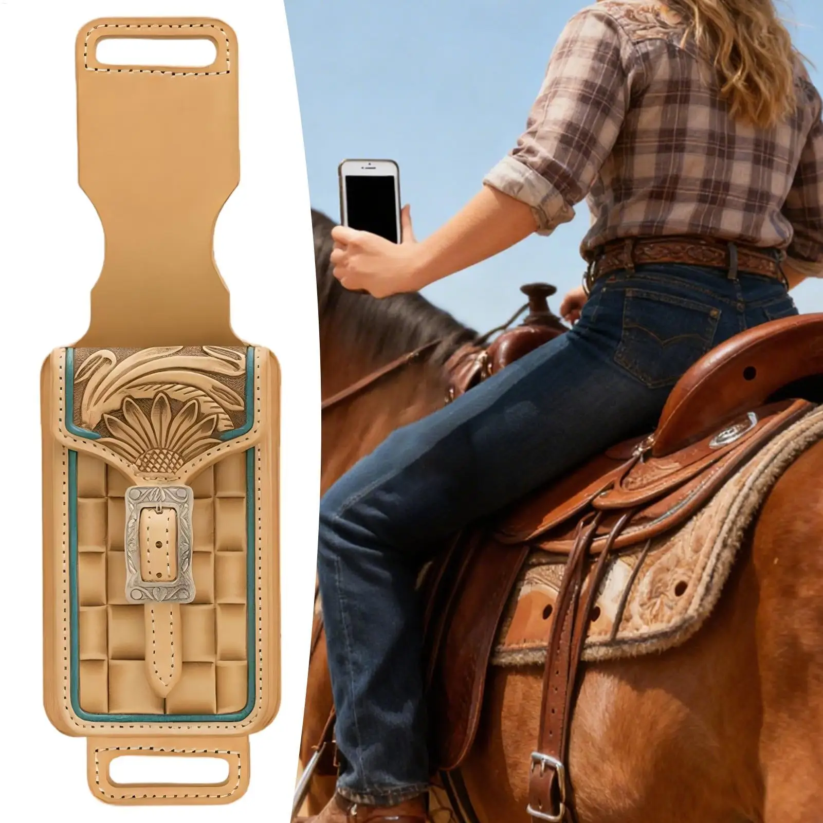 الغربية الهاتف الحافظة معدات الفروسية كاوبوي حامل الهاتف المحمول الحقيبة لراكبي الدراجات الفروسية المزارع الحصان المدربين #4