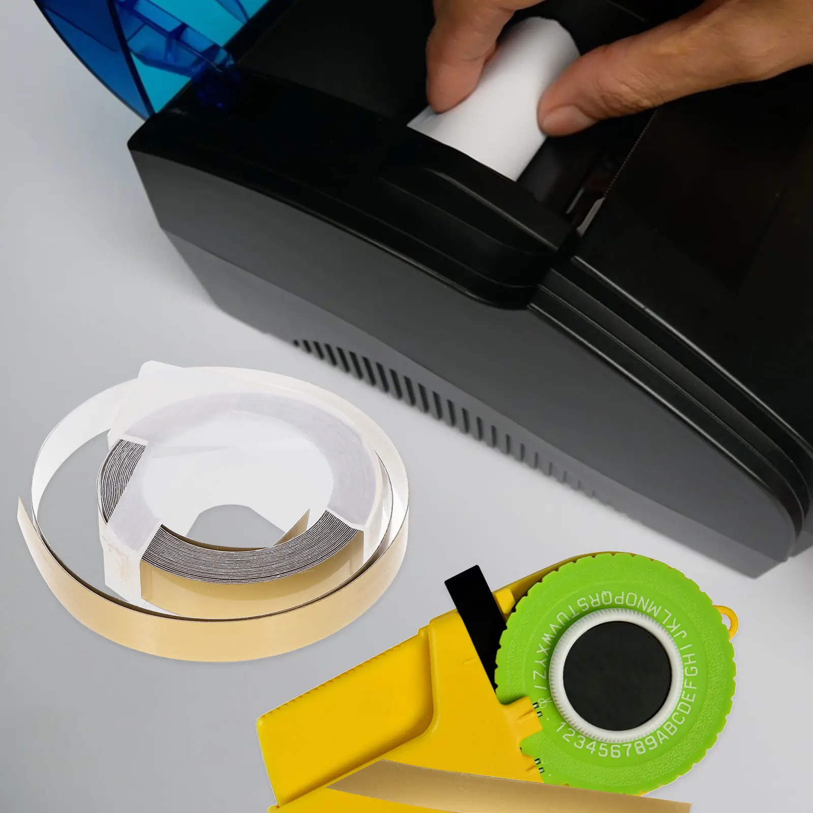 

1 Roll Manual Embossed Label Tapes 3D Raised Text Effect Strong Adhesive Reusable Blank Labels for Address Price Bottle Name