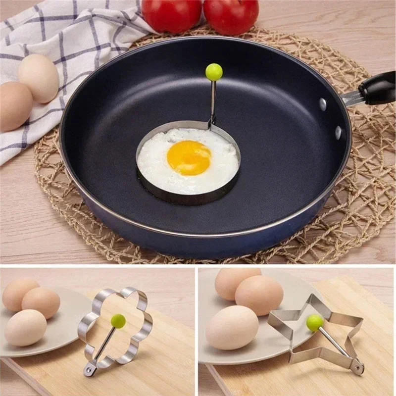 1/3PCS Stainless Steel Round/Heart/Flower/Five-Pointed Star And Mouse Shaped Egg Baking Mold Ring Cooking Tools Kitchen Utensil