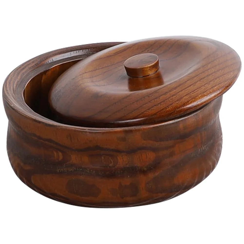 

Wood Bowl Japanese Style Solid Wood Bowl Rice Soup Bowl Noodles Salad Container with Lid wooden salad bowl