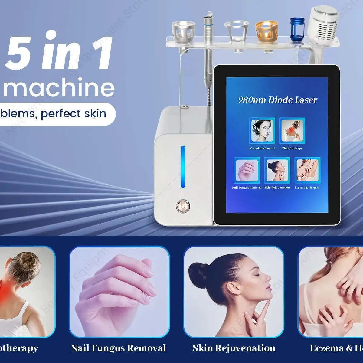 980nm 5 IN 1 Lase Diode Machine Vascular Removal Physiotherapy Nail Fungus Removal Skin Rejuvenation Beauty Instrument