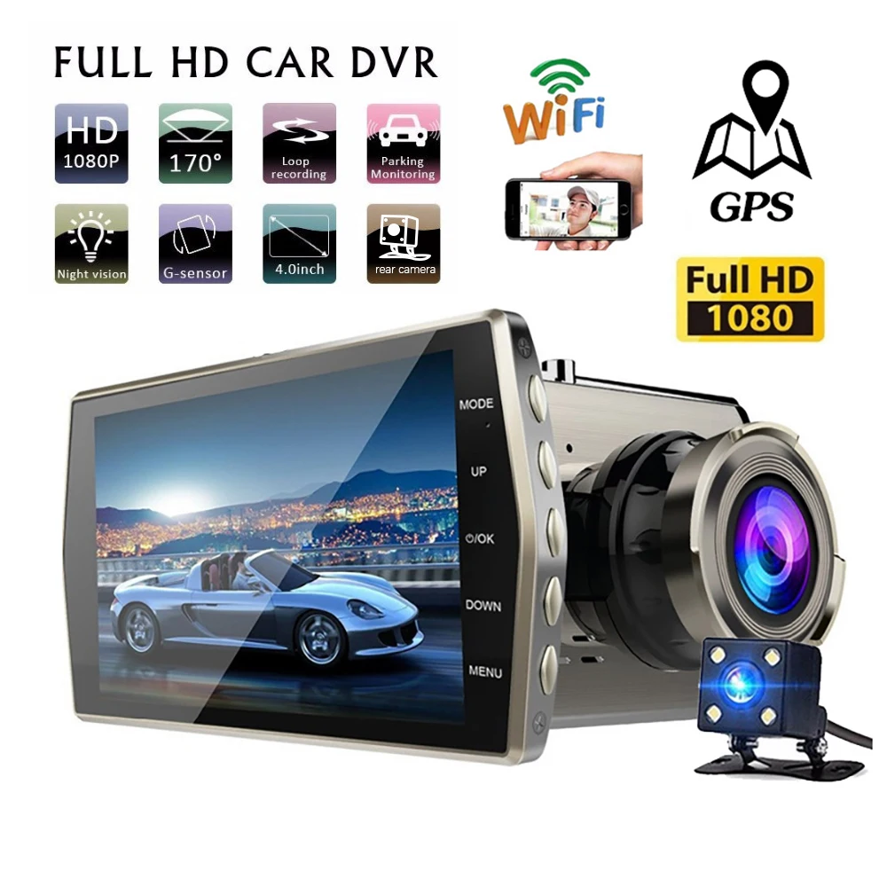 Car DVR WiFi Full HD 1080P Dash Cam Rear View Reversing Car Camera Car Video Recorder Auto Dashcam Black Box GPS Car Accessories