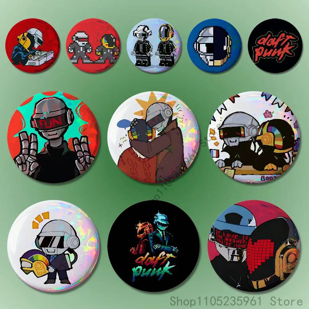 

D-Daft P-Punk 58mm 44mm HD Print Brooch Badges Pretty Derby Round Display Brooches Lapel Pins Custom