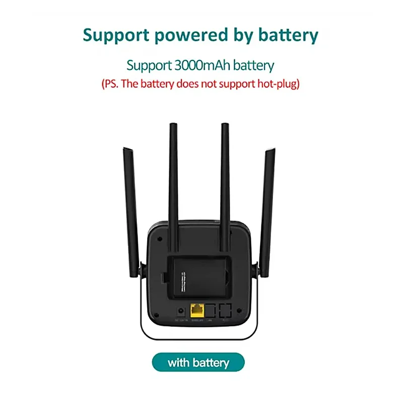 4G LTE CPE con batteria da 3000 mAh Router hotspot WiFi mobile sbloccato da 300 Mbps Slot per scheda SIM 4G Display LCD Firewall Funzioni QoS