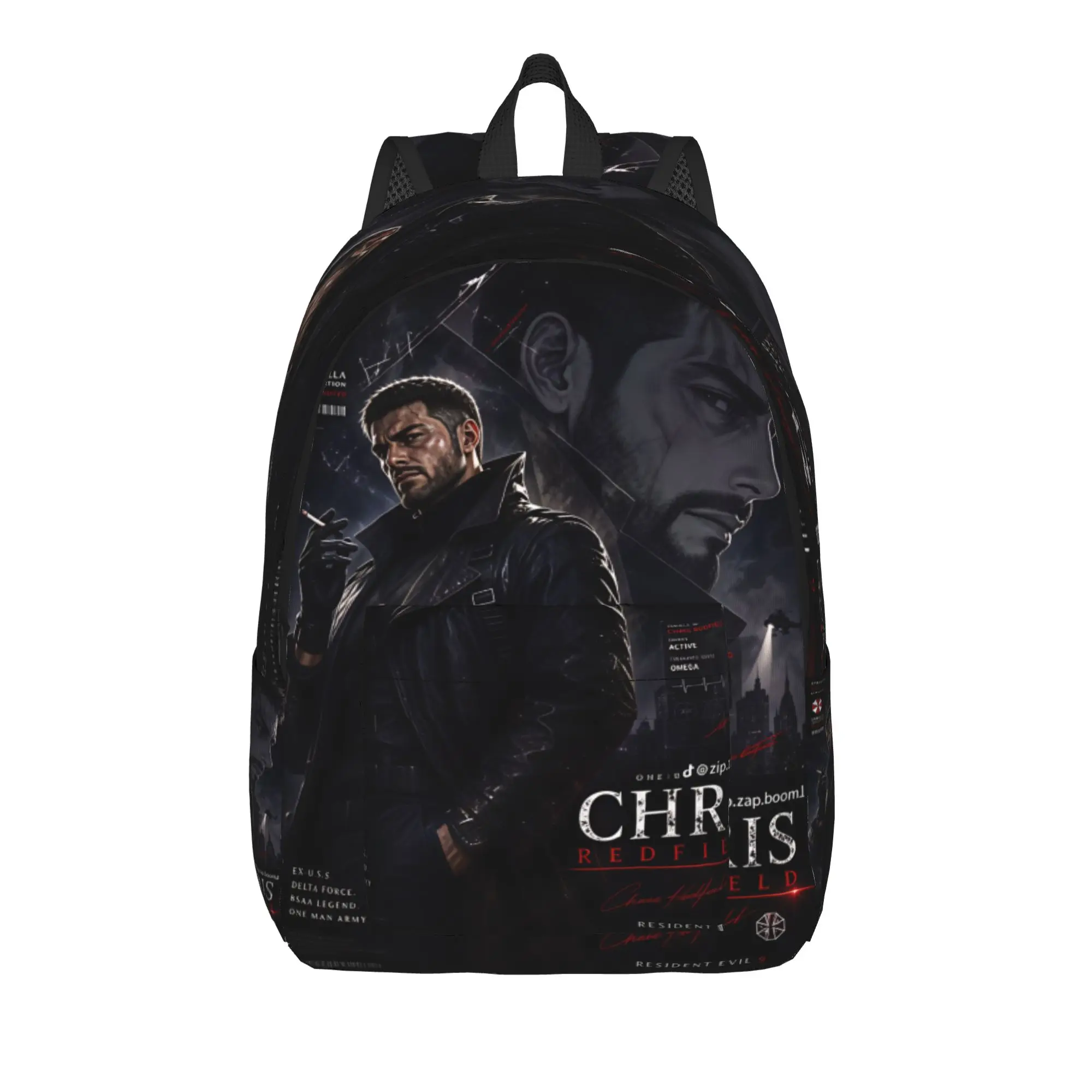 Chris Redfield Resident Evil Backpack  Unisex Polyester Daily Backpacks Big Streetwear High School Bags Rucksack