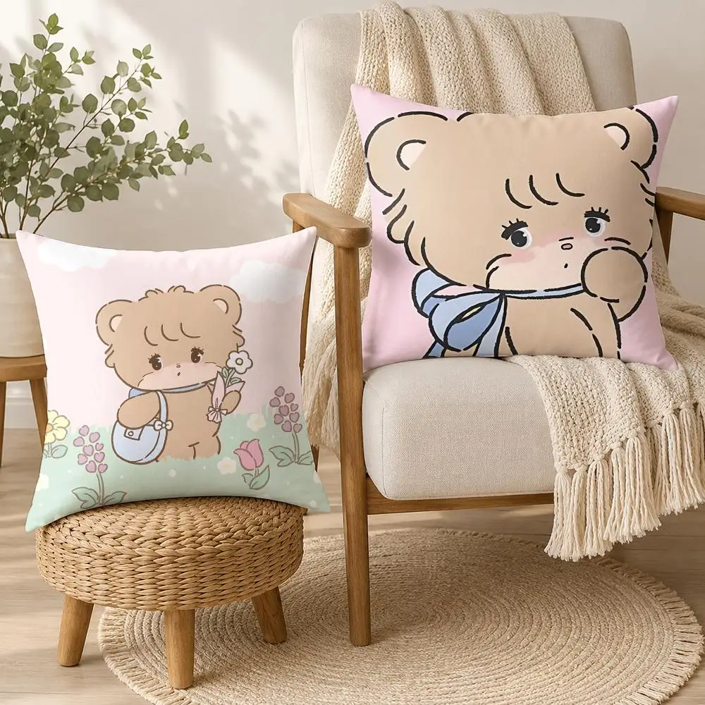 M-Mikko Cute Cartoon Cushion Cover Square Decorative Throw Pillow 40x40cm For Sofa Bedroom Living Room Home Decor