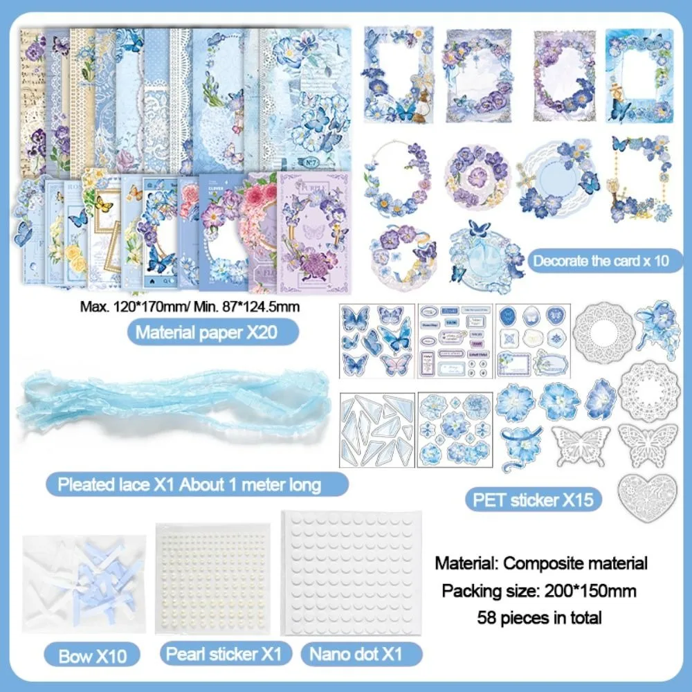 Paper Stickers DIY Itabag Insert Material Lace Ribbon Flower Itabag Decor DIY Material Creative Retro