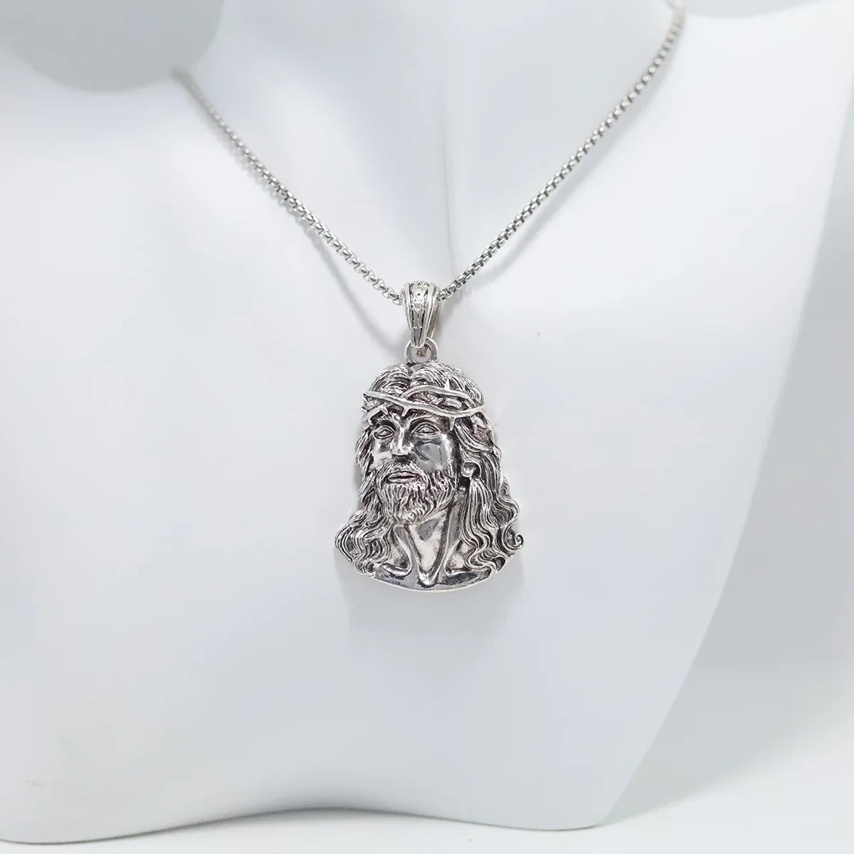 Stainless Steel Titanium Hip Hop God Jesus Human Head Luxury Gold Plated Pendant Collar Chains Necklace for Men Women Jewelry image 3