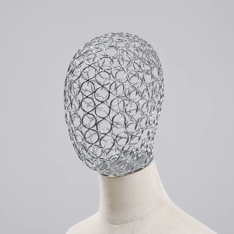 Male Female Electroplated Mannequin Head & Head Cover Mannequin Caps Metal Props Accessories for Display No Body Included