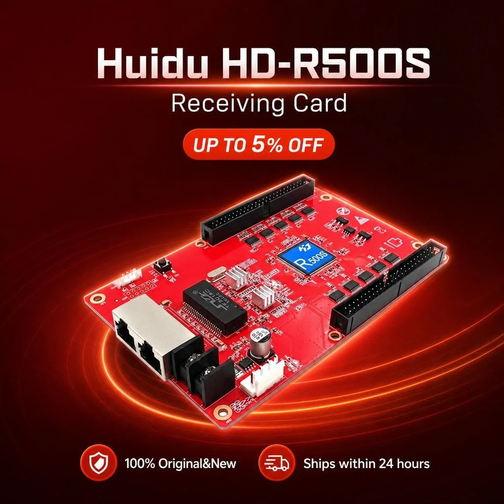Huidu HD-R500S LED Receiving Card 2x50PIN HUB Dual Gigabit Ethernet Port DC 4.2V-5.5V for Indoor Outdoor LED Display Screen
