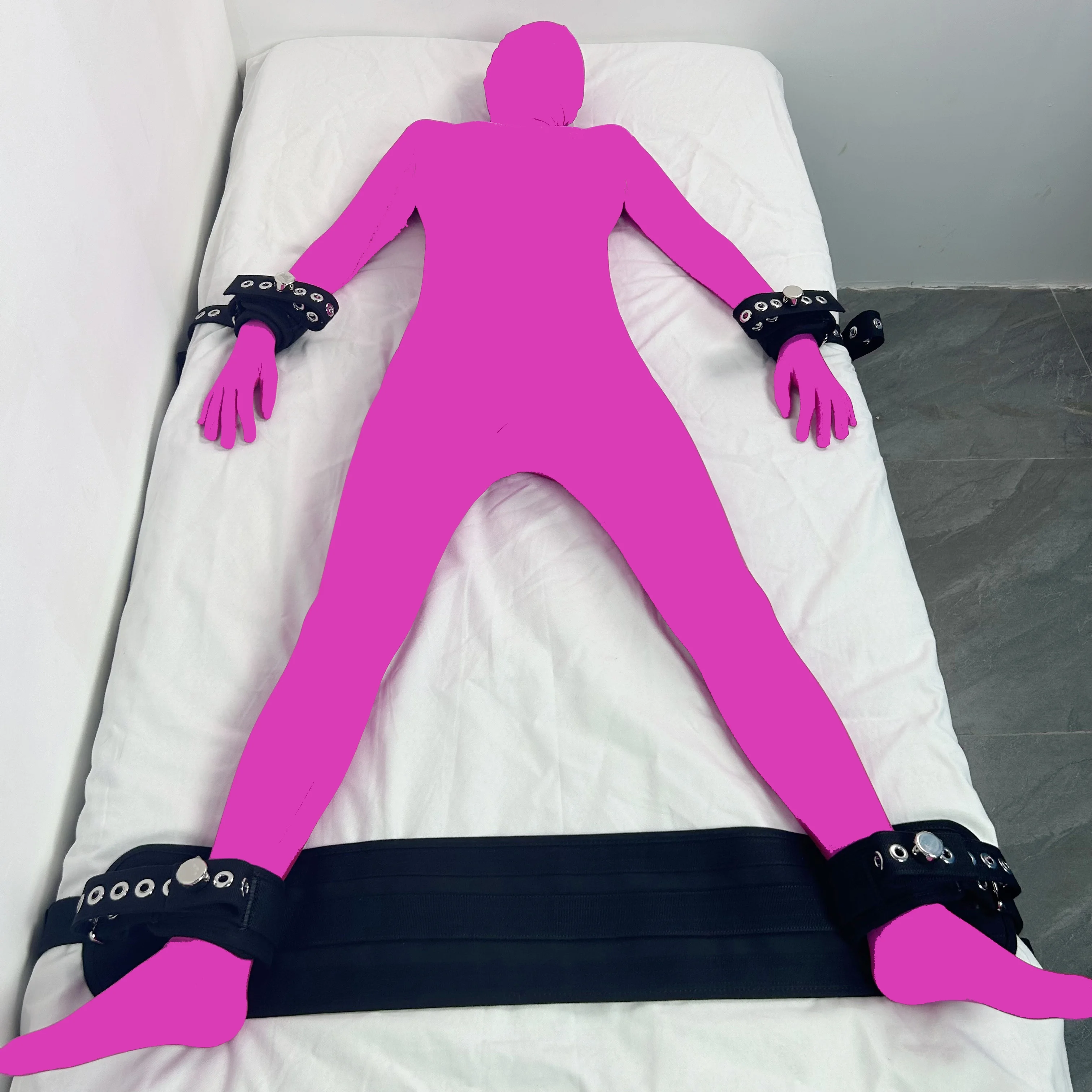 Wrist and Ankle Cuffs Set Hand Restraint Strap Feet Bondage Black Sexy Binding Harness Locking Belt Couple Sex Toys Bed BDSM