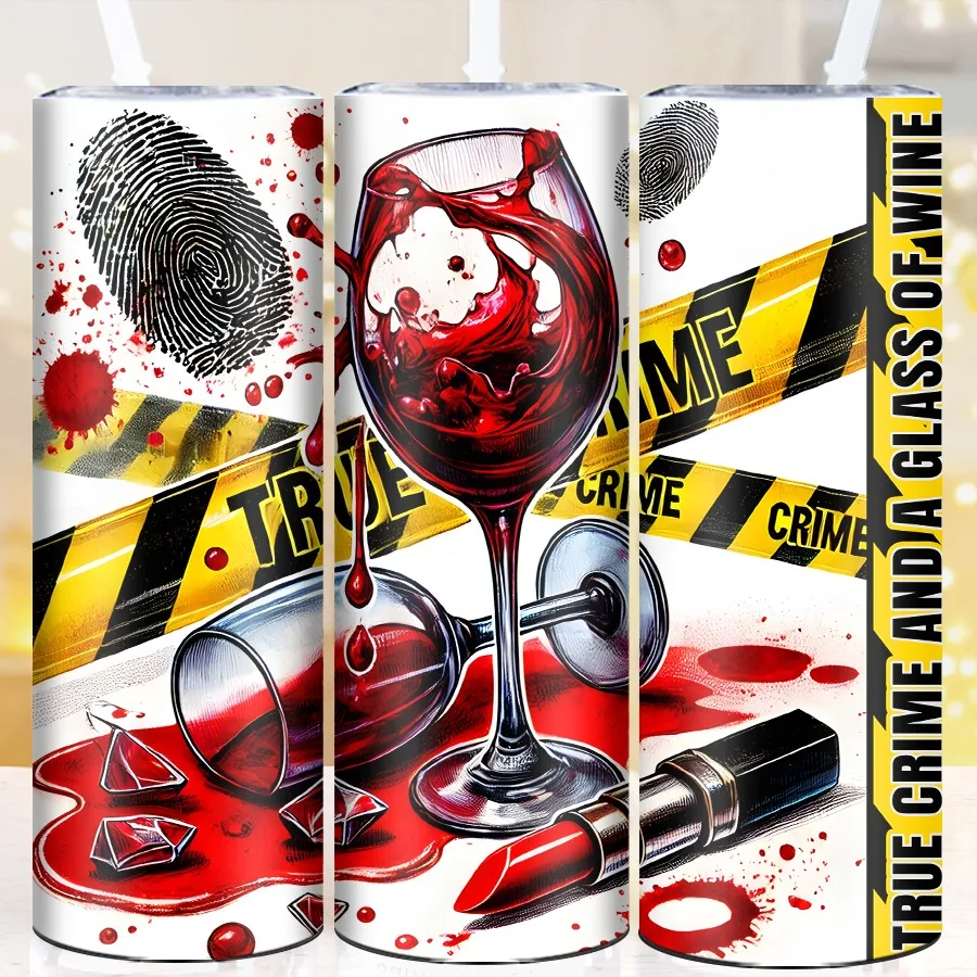 20oz 3D Print Fingerprint Glass Lipstick Tumblers with Straw Lid 1Pc Stainless Steel Party Water Bottle Festive Party Supplies