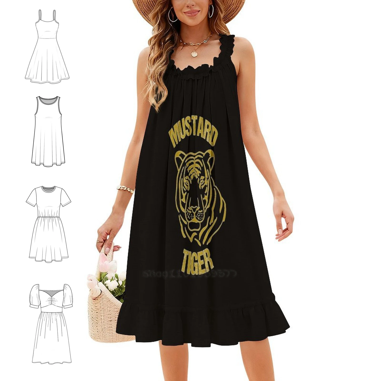 Mustard Tiger Sexy Vacation Dress For Women Beach Party Birthday Mini Dress Mustard Tiger Female Clothing