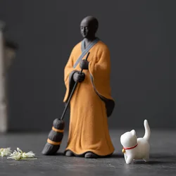 Zen Meditation Chinese Style White Porcelain, Sand Figure, Study Room Ornament, Desktop Decoration, Landscaping, Sand, White