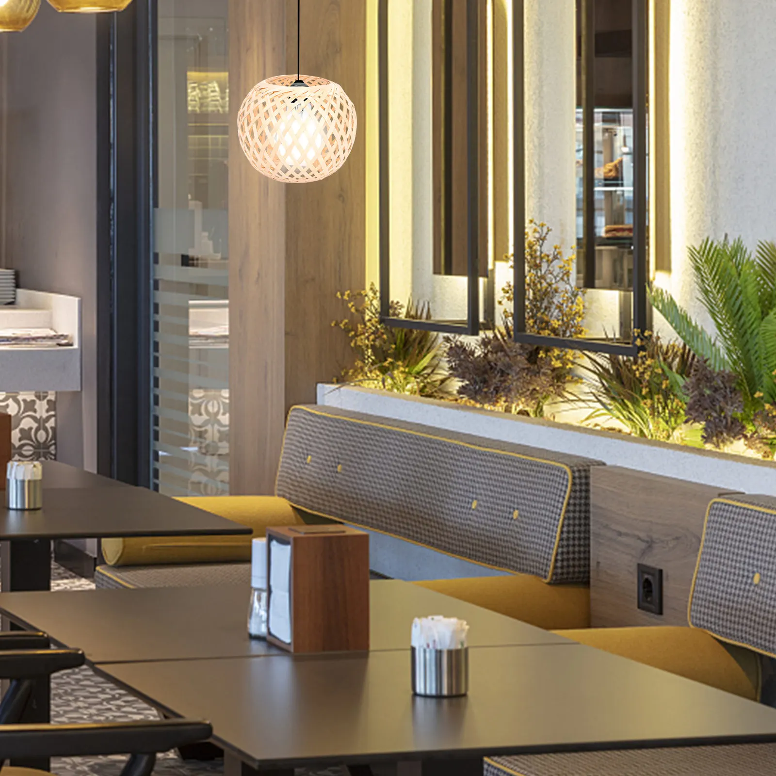 Bamboo Weaving Lampshade Hand Woven Retro Light Cover for Indoor Decor Ceiling Lamp Accessory Soften Light Design