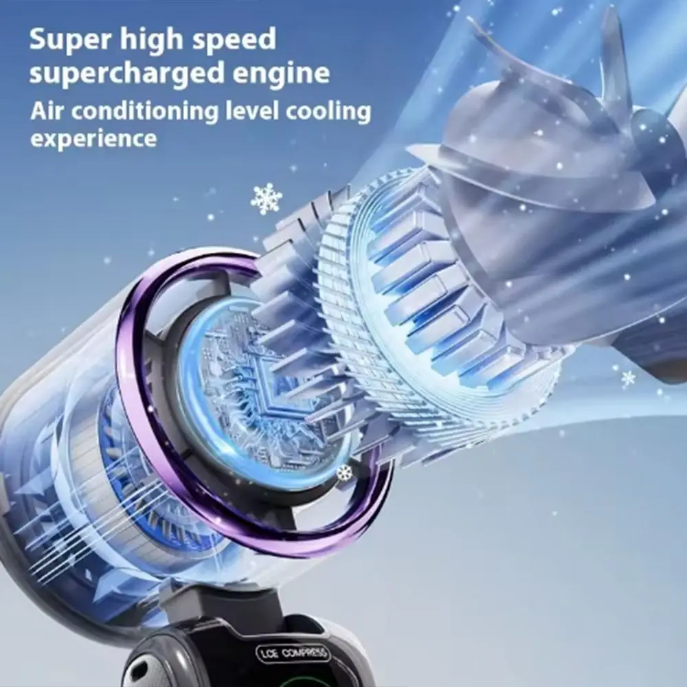 مروحة تبريد صغيرة محمولة بأشباه الموصلات 100 سرعة لا نهائية عالية السرعة معلقة على الرقبة شاشة LED قابلة لإعادة الشحن #4