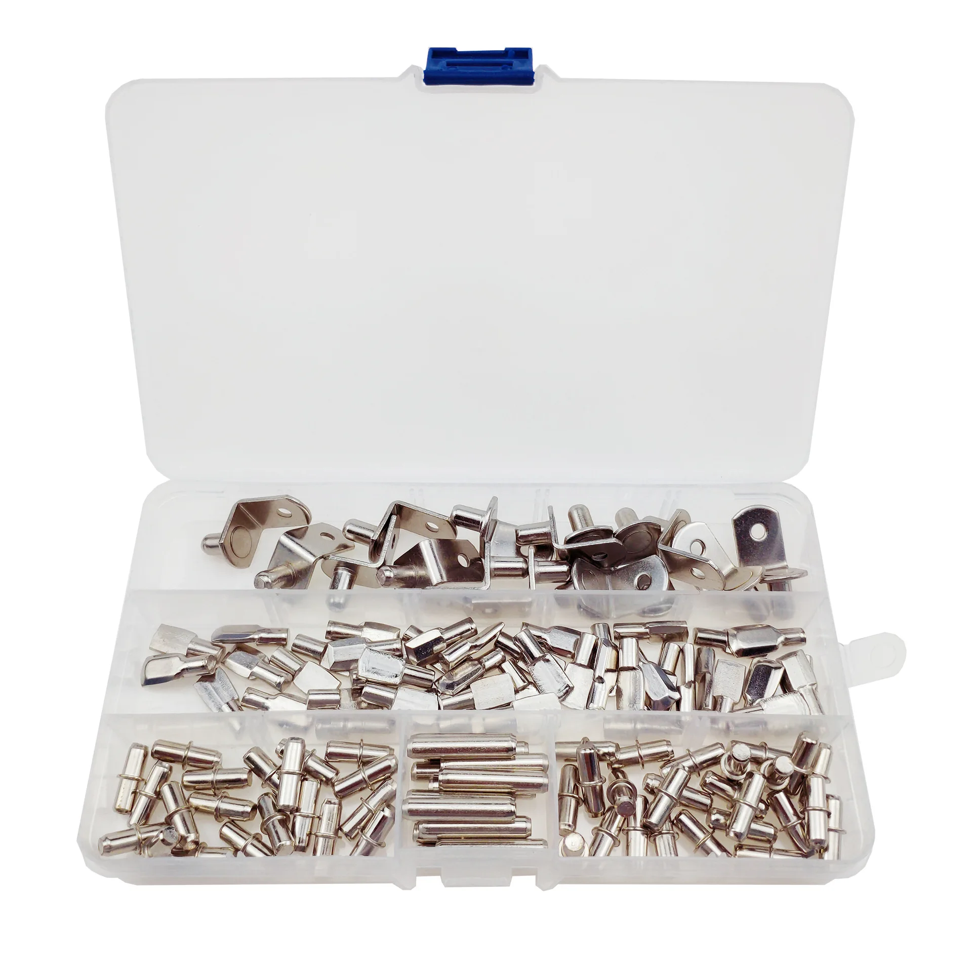 Picture 6: 120PCS Shelf Pins Kit,4 Styles Nickel Plated Shelf Support Pegs,Bookshelf Pegs Cabinet Shelf Bracket Pegs Shelf Pins Holder